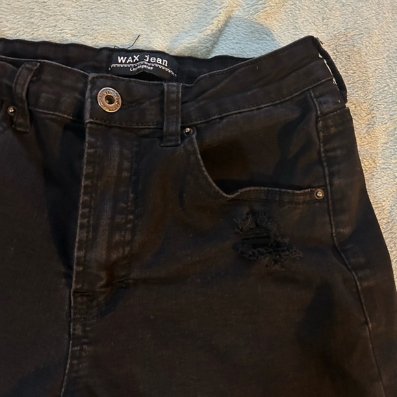 Denim Black Shorts with Rips; Size: S - Picture 2 of 5